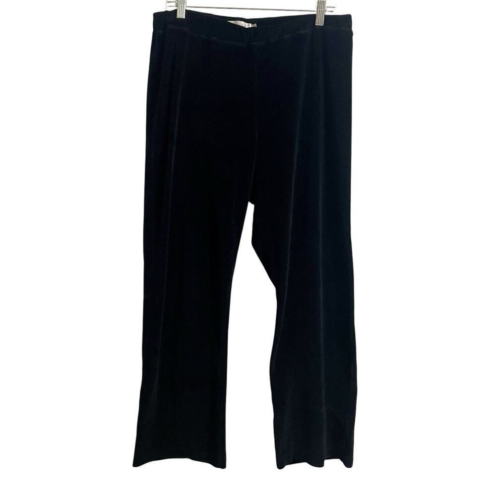 Fresh Produce Velour Sweatpants Size Large Black Straight Leg Pull On V1…